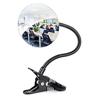 Flexible 4" Rear View Security Mirror, HENGSHENG Convex Corner Mirror Clip On Desk or Cubicle to Extends Office Environment View
