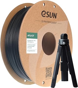 eSUN PLA Filament 1.75mm, ePLA-CF Carbon Fiber Filled PLA Filament Dimensional Accuracy  /- 0.03mm, 1KG Spool (2.2 LBS) 3D Printing Materials for FDM 3D Printers,Black