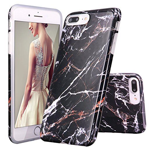 iPhone 7 Plus Case, DOUJIAZ Black Marble Design Clear Bumper TPU Soft Case Rubber Silicone Skin Cover for Normal 5.5 inches iPhone 7 Plus