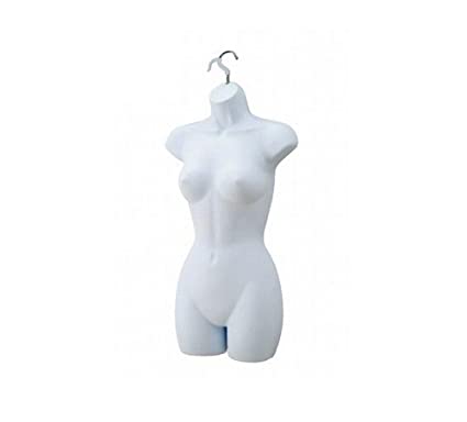 New Women's Full Torso Female Plastic Hanging Mannequin Body Form White