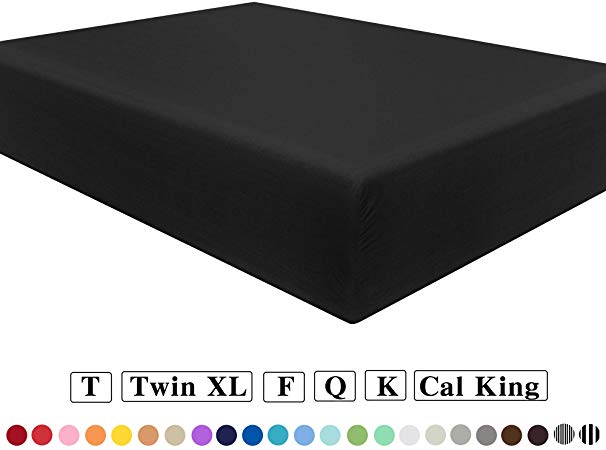 NTBAY Fitted Sheet California King Black Brushed Microfiber Deep Pocket Sheet Wrinkle, Fade, Stain Resistant