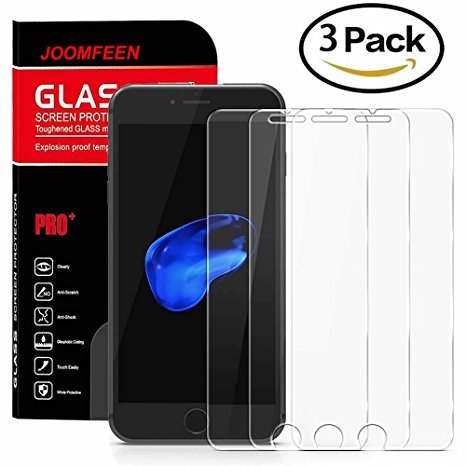 iPhone 7 Screen Protector, JOOMFEEN 3Pack iPhone 7 Tempered Glass Screen Protector [Anti-Glare & Anti-Fingerprint] 9H HD Clear Film for Apple iPhone 7 (4.7 Inch Only)-[3D Touch Compatible]