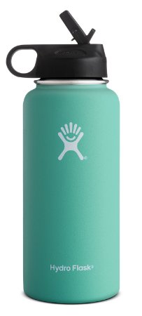 Hydro Flask Vacuum Insulated Stainless Steel Water Bottle, Wide Mouth w/Straw Lid