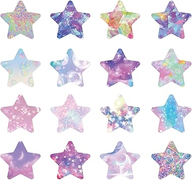 25 Sheet 800 Pieces Star Stickers(16 Designs) Reward Star Stickers Labels, 1.5 Inch Colorful Star Adhesive Label Stickers Reward Stickers for Boys Girls Student Teachers Classroom Party (Bling)