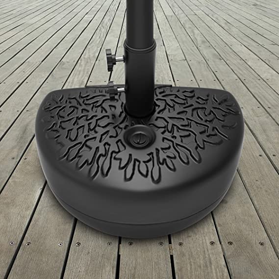Pure Garden 50-LG1211 Fill with Sand Half Moon Umbrella Base-34 Pound Weighted Semicircle Stand, Black