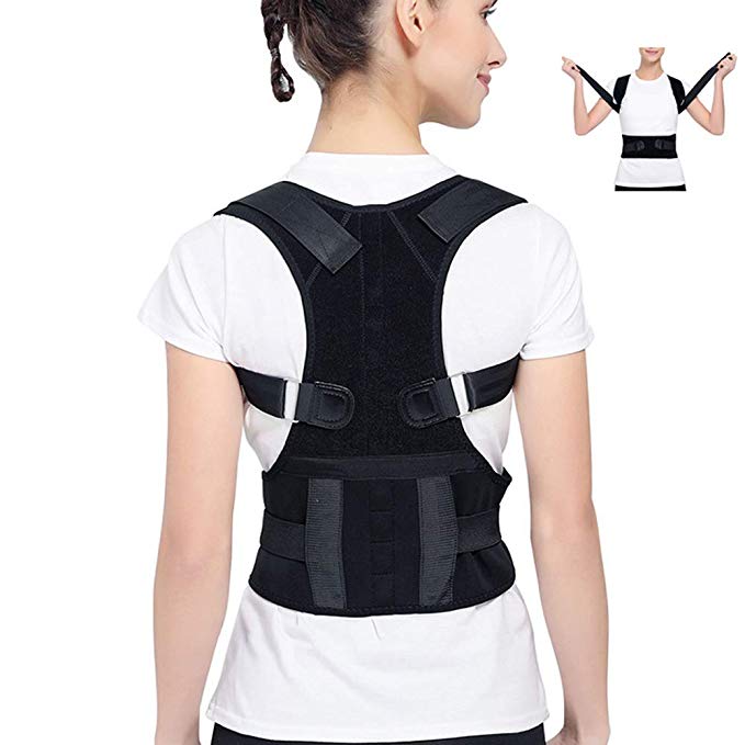 Portzon Back Support for Women, 37" - 41" Waist Lumbar Support, Posture Keeper Adjustable Back Brace for Sports