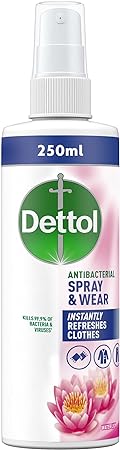 Dettol Spray & Wear Fabric Freshener Pink Water Lily, 250 ml