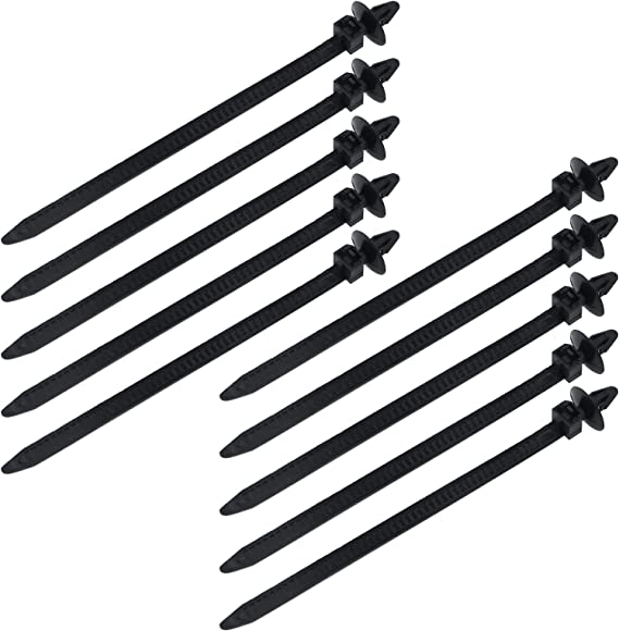 Antrader Nylon Umbrella Wing Arrow Push Mount Cable Tie, for Wire & Cord Management/ Electric/ Industrial/ Household Use, 6.89" x 0.3" Black, 10 Pcs
