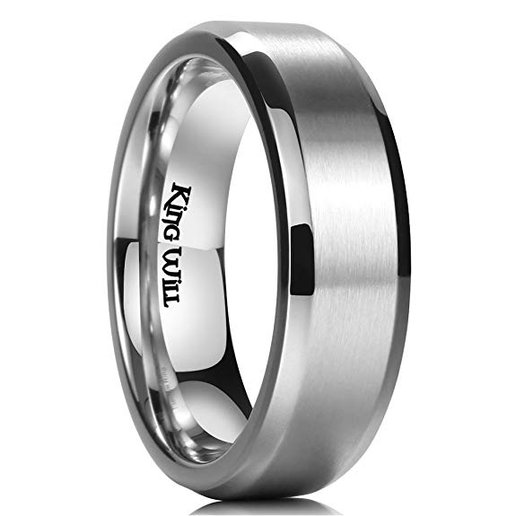 King Will Basic 7MM Titanium Ring Stainless Steel Brushed/Matte Comfort Fit Wedding Band for Men