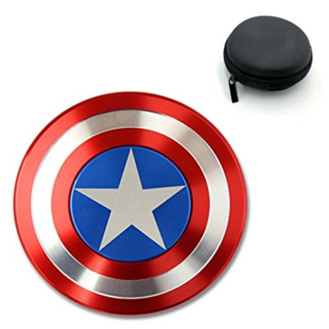 T-TEK Fidget Spinner --- Newest Captain America Shield Design Hand Toy Gift Choice --- Design for Adults & Children ADD, ADHD, Anxiety and Stress Reduce …