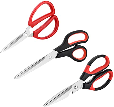 Kitchen Scissors,Kitchen Shears,Office Scissors,3-Pack Food Scissors, Multipurpose Stainless Steel Sharp Cooking Scissors for Chicken, Poultry, Fish, Meat, Herbs