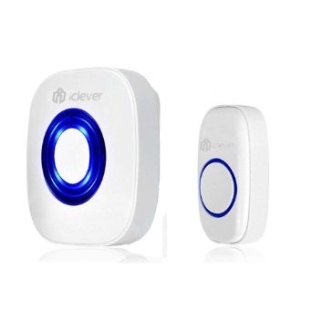 iClever Updated Smart Wireless Doorbell - 600 Feet Operating Rang with 52 Optinal Chimes Battery Included for Receiver White