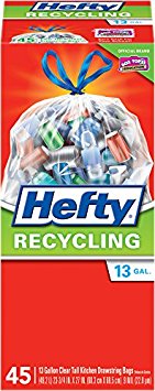 Hefty CinchSak Tall Kitchen Recycling Trash Bags (Clear, 45-Count)