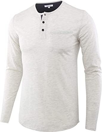 Vetemin Men's Casual Regular Fit Long Sleeve Sport Pocket Active Henley T Shirt