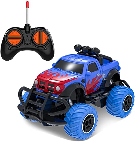 Toddlers Boys Toys for 4-5 Year Olds Kids RC Car Gifts Remote Control Trucks for 3-4 Year Old Boys, Xmas Present Preschool Toys Cars RWD 1/43 Scale （Blue RAM）
