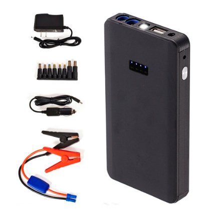 TopgalaryZ Car Jump Starter and Portable Power Bank for PC and Cell Phone 300A Peak 8000mAh Black
