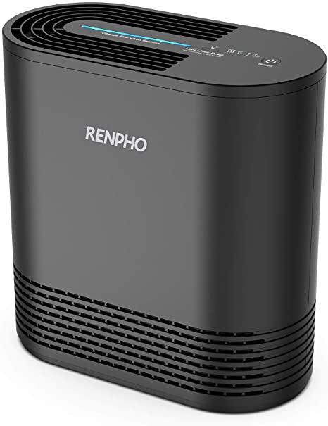 RENPHO Air Purifier for Home Allergies and Pets, Air Purifier with H13 True HEPA Filter, Quiet Air Purifier for Bedroom Kitchen Office, Eliminate 99.97% Odors Smoke Mold Pollen Dust Pet Dander, Black