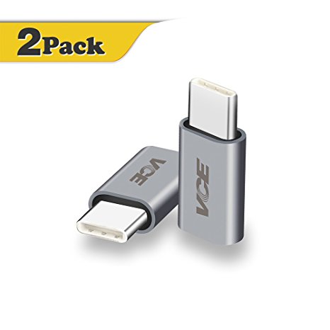 USB C Converter to Micro USB,VCE (2-PACK) Aluminum Housing USB-C Adapter in Light Grey