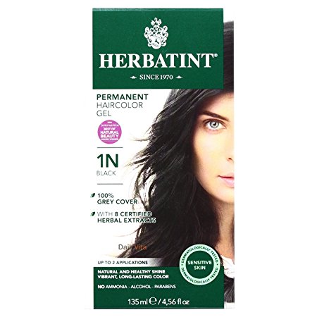Herbatint 1N Permanent Herbal Black Haircolor Gel Kit -- 3 per case.