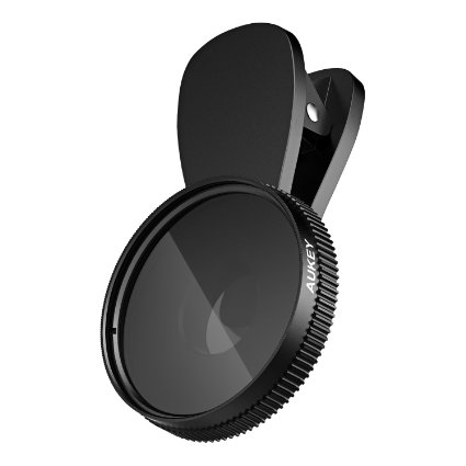 AUKEY iPhone Lens, 37mm Circular Polarizer Clip-on Cell Phone Camera Lens for Samsung, Android Smartphones, iPhone