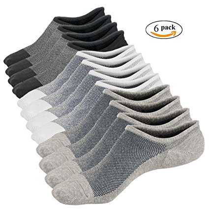 No Show Socks For Men Non Slip Low Cut Liner Athletic Ankle Socks Cotton 6Pack Or 5Pack