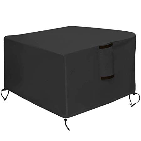 Kasla Fire Pit Cover Square 30x30 inches - Heavy Duty Waterproof Windproof Patio Firepit Bowl Table Cover with Buckles & Drawstring