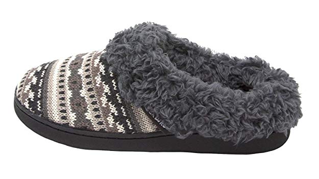 Muk Luks Women's Knit Clog Slipper with Faux Fur Trim