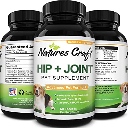 Natural Dog Hip and Joint Supplement - Dog Joint Supplement with Turmeric Curcumin and Glucosamine for Dogs Bone and Joint Support - MSM Supplement with Glucosamine Chondroitin for Dogs