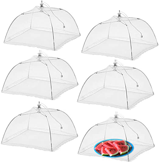 Simply Genius (6 pack) Large and Tall 17x17x11 Pop-Up Mesh Food Covers Tent Umbrella for Outdoors, Screen Tents Protectors For Bugs, Parties Picnics, BBQs, Reusable and Collapsible