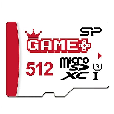 Silicon Power 512GB SDXC Micro SD Card Gaming Memory Card with Adapter Write Speed 80MB/s