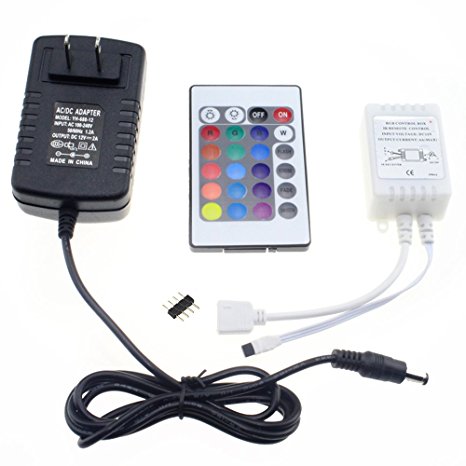 24 Key IR Remote Controller Wireless DC 12V 2A Power Supply adapter Connector for RGB LED strip Flexible Light tape 5050 3528