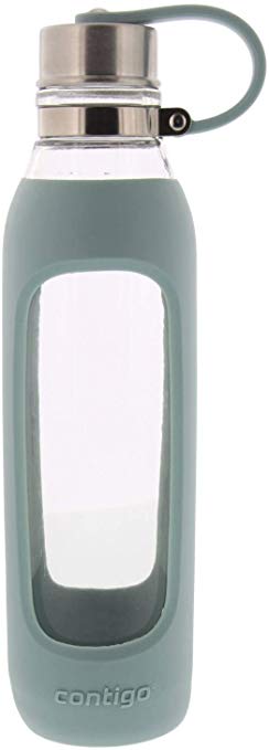 Contigo Purity Glass Water Bottle - Protective Silicone Sleeve and Tethered Lid Included - Tasteless and Odorless Drinking - 100% BPA-Free - Great for Home and Travel - 20-Ounce, Sea Glass