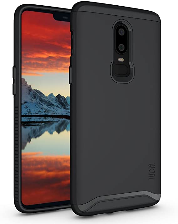 TUDIA Merge Designed for OnePlus 6 Case, Rugged Slim Dual Layer Protective Phone Case Cover for OnePlus 6 (Matte Black)