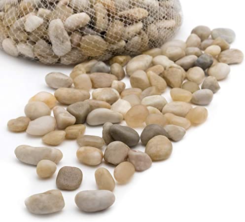 Royal Imports 5lb Decorative Ornamental River Pebbles Rocks for Fresh Water Fish Animal Plant Aquariums, Landscaping, Home Decor etc. with Netted Bag (Small, Light)