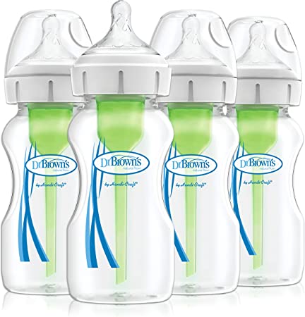 Dr. Brown's Options  Wide-Neck Bottle, Level 1 Nipple, 5 Ounce, 4 Pack