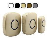 SadoTech Model CXR Wireless Doorbell with 1 Remote Button and 2 Plugin Receivers Operating at over 500-feet Range with Over 50 Chimes No Batteries Required for Receivers Beige Fixed Code C Series