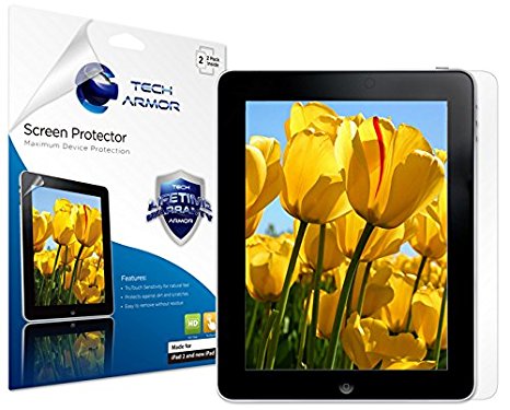 iPad Screen Protector, Tech Armor High Definition HD-Clear Apple iPad 4 / 3 / 2 [NOT IPAD AIR] Film Screen Protector [2-Pack]