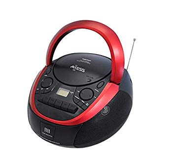 Axess PB2711 Portable AM/FM Radio - CD/MP3 Cassette - USB Boomox with AUX-in and Headphone Jack