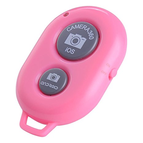 AW Pink One-button Shutter Control Bluetooth Remote 30Ft For Mobile Phone Photo Taking