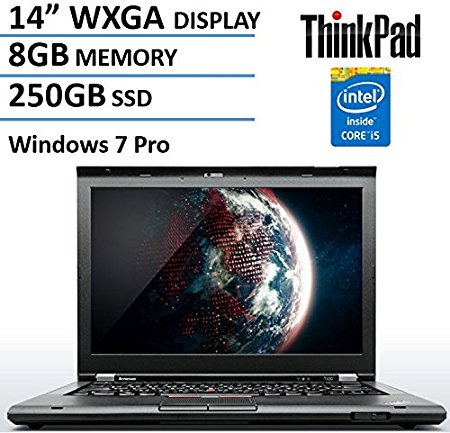 Lenovo Thinkpad T430 Business Laptop Computer (Intel Dual Core i5 Up to 3.3 Ghz Processor, 8GB Memory, 250GB SSD, Wifi, Webcam, DVD, Windows 7 Professional) (Certified Refurbished)