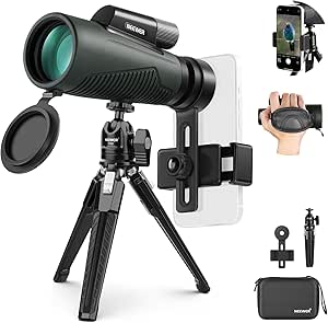 NEEWER 12x50ED Télescope Monoculaire Léger avec Clip Phone/Trépied/Sac, Monoculaire Zoom Puissant IPX7 Étanche Antibuée Antichoc SMC BAK-4 Prisme pour Observation d'animaux/Camping/Astronomie, LS-T17