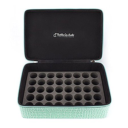 BellaSentials Essential Oils Case, Protects Your Expensive Oils! Dense, Drop-Resistant Foam Insert & Hard Cover - Holds 40 15ml Aromatherapy Bottles Perfect for Travel - Aqua