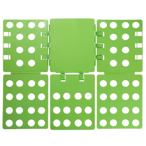 Ollieroo 3 Steps Plastic T-shirt Folder Clothes Fold Board, Thickness Adjustable Laundry Folding Board (Green)