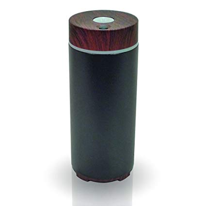 Tasteful Ride Creations' Portable USB Ultrasonic Aromatherapy Essential Oil Diffuser for Car, Home, and Office (Black with Dark Wood Grain)