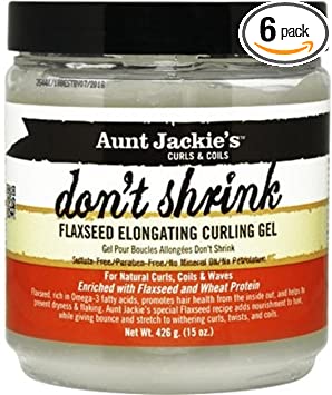 Aunt Jackie's Don't Shrink Flaxseed Elongating Curling Gel, 15 oz (Pack of 6)