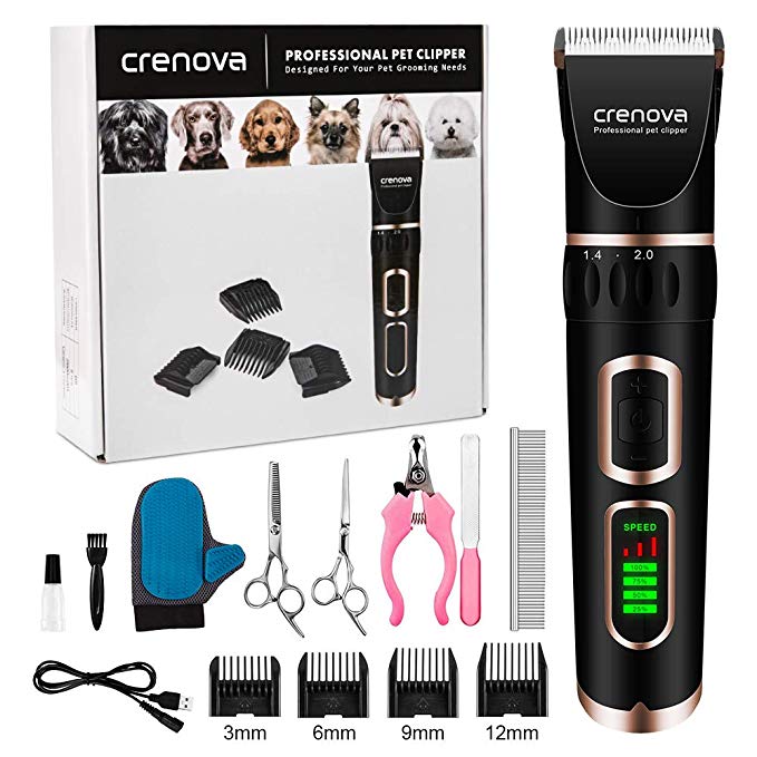 Crenova Professional Rechargeable Pet Clipper Dog Grooming Clipper Dog Cat Shaver