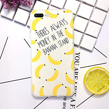 iPhone 7 Plus / iPhone 8 Plus Case for Girls, Flexible Soft Cute Case Embossed with Summer Style Fruit Pattern for iPhone 7 Plus / iPhone 8 Plus 5.5 Inch (Banana)