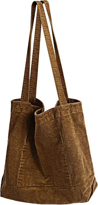 Corduroy Tote Bag Aesthetic, VIJIV Women Canvas Tote Bag Large Capacity Hippie Tote Bag Shoulder Handbags with Pockets
