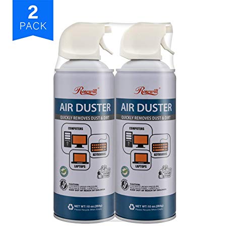 Rosewill Compressed Gas Duster, 10 oz Canned Air Multipurpose Computer Keyboard Cleaner Spray (2-Pack), Ozone Safe - RCGD-18002