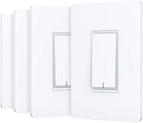 Govee Smart Light Switch 4 Pack, 2.4GHz Single Pole Wi-Fi Light Switch with App and Remote Control, Works with Alexa and Google Assistant, Neutral Wire Needed for Home, Garage, Office